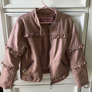 Camel leather jacket for girls size 5/6